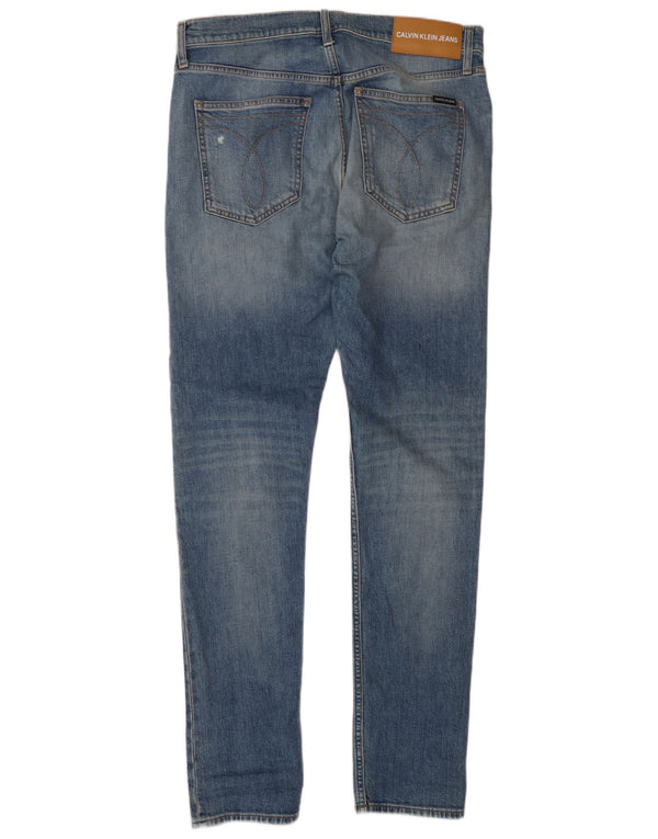 Calça jeans skinny masculina Calvin Klein desgastada W34 L34 azul algodão
