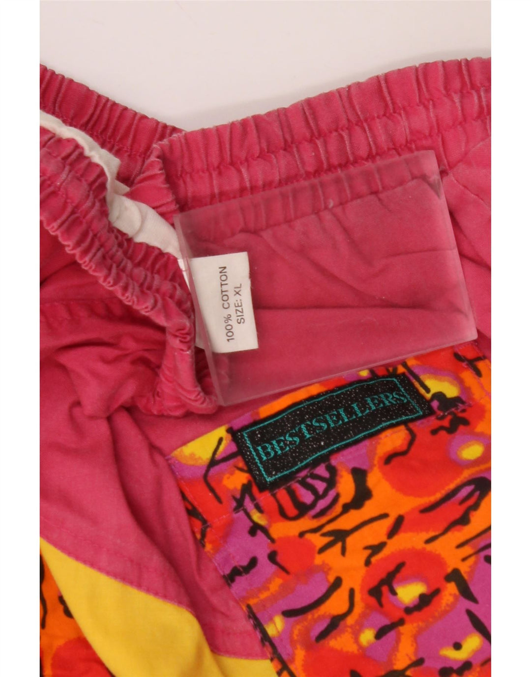 Shorts de natação masculino VINTAGE XL rosa algodão geométrico