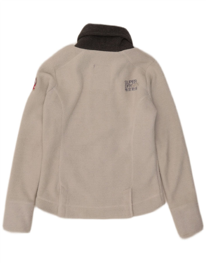 Jaqueta de lã feminina Superdry UK 14 grande poliéster branco