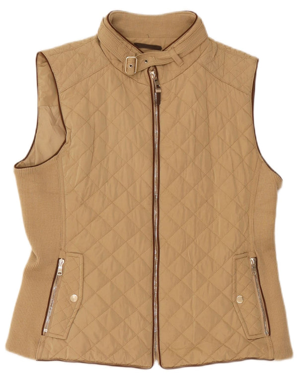 Colete acolchoado feminino Zara UK 18 XL bege