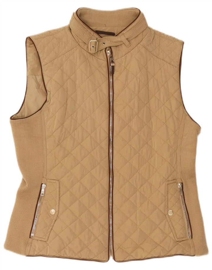 Colete acolchoado feminino Zara UK 18 XL bege