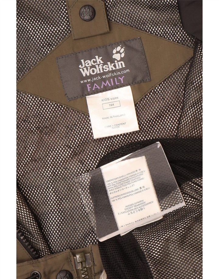 Jaqueta de chuva com capuz para meninos Jack Wolfskin 13-14 anos marrom colorblock