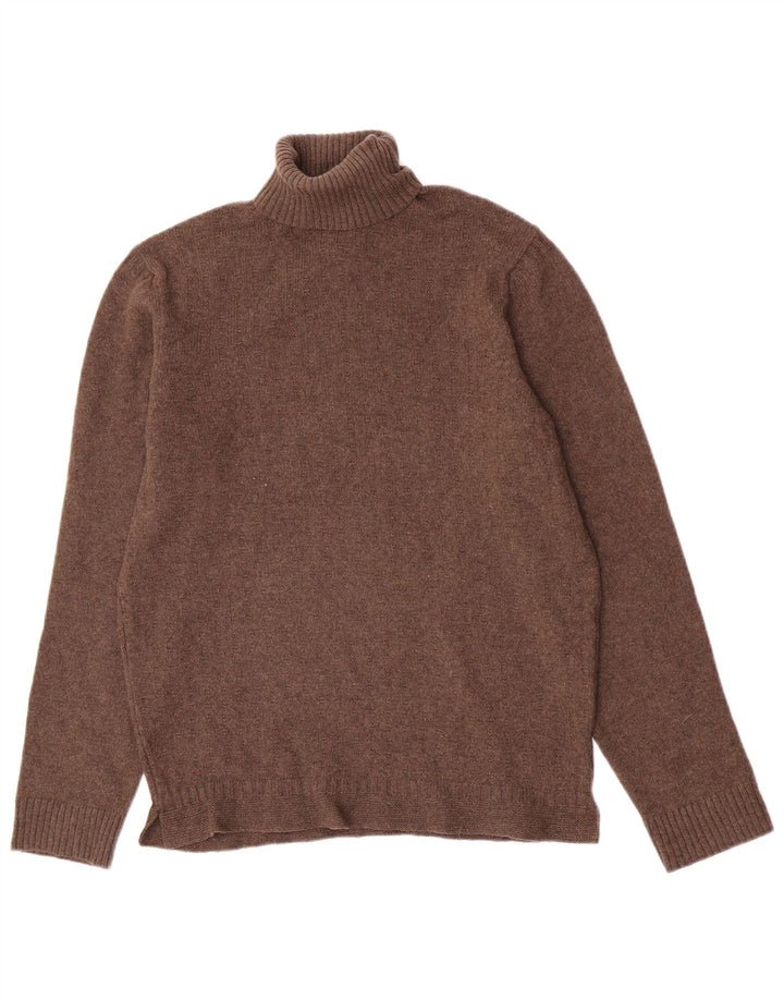 Suéter feminino Massimo Dutti com gola redonda Reino Unido 12 lã marrom médio