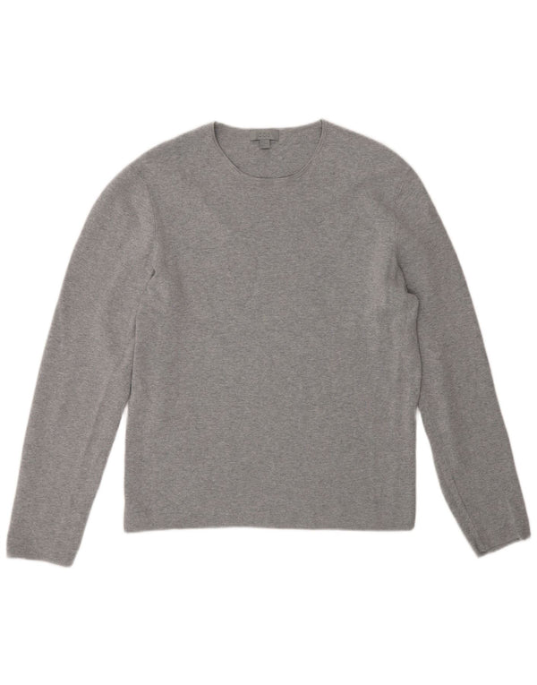 Cos Womens Top Manga Longa UK 14 Algodão Cinza Médio
