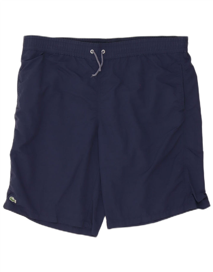 Shorts de natação masculino Lacoste tamanho 7 2XL azul marinho poliéster