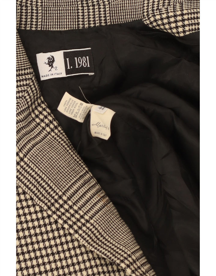 Jaqueta blazer feminina de 1 botão Marly's IT 44 Houndstooth bege médio