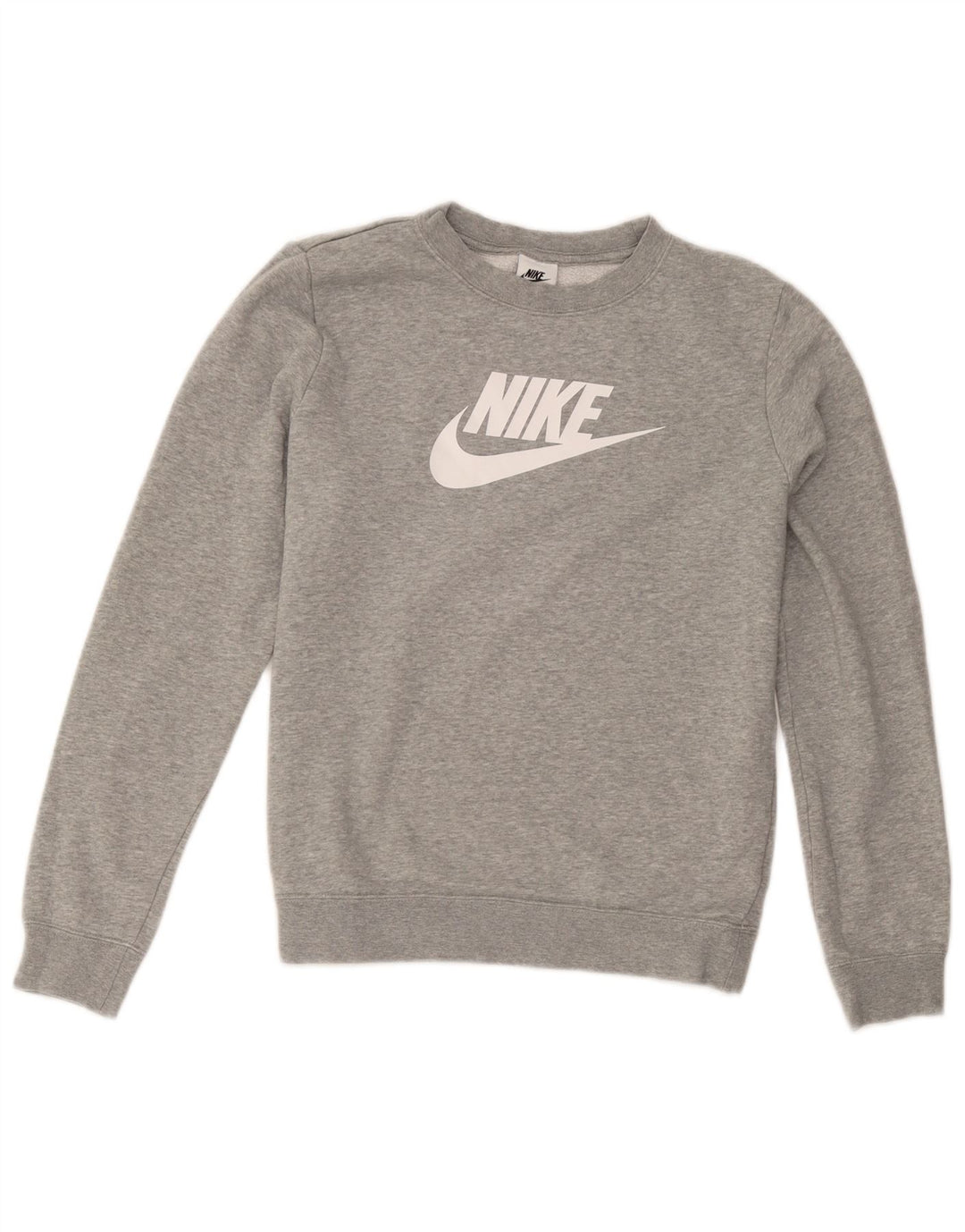 Nike feminino gráfico oversized moletom jumper reino unido 10 pequeno cinza algodão