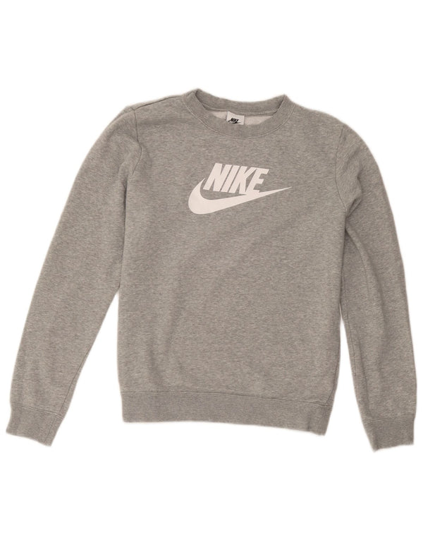 Nike feminino gráfico oversized moletom jumper reino unido 10 pequeno cinza algodão