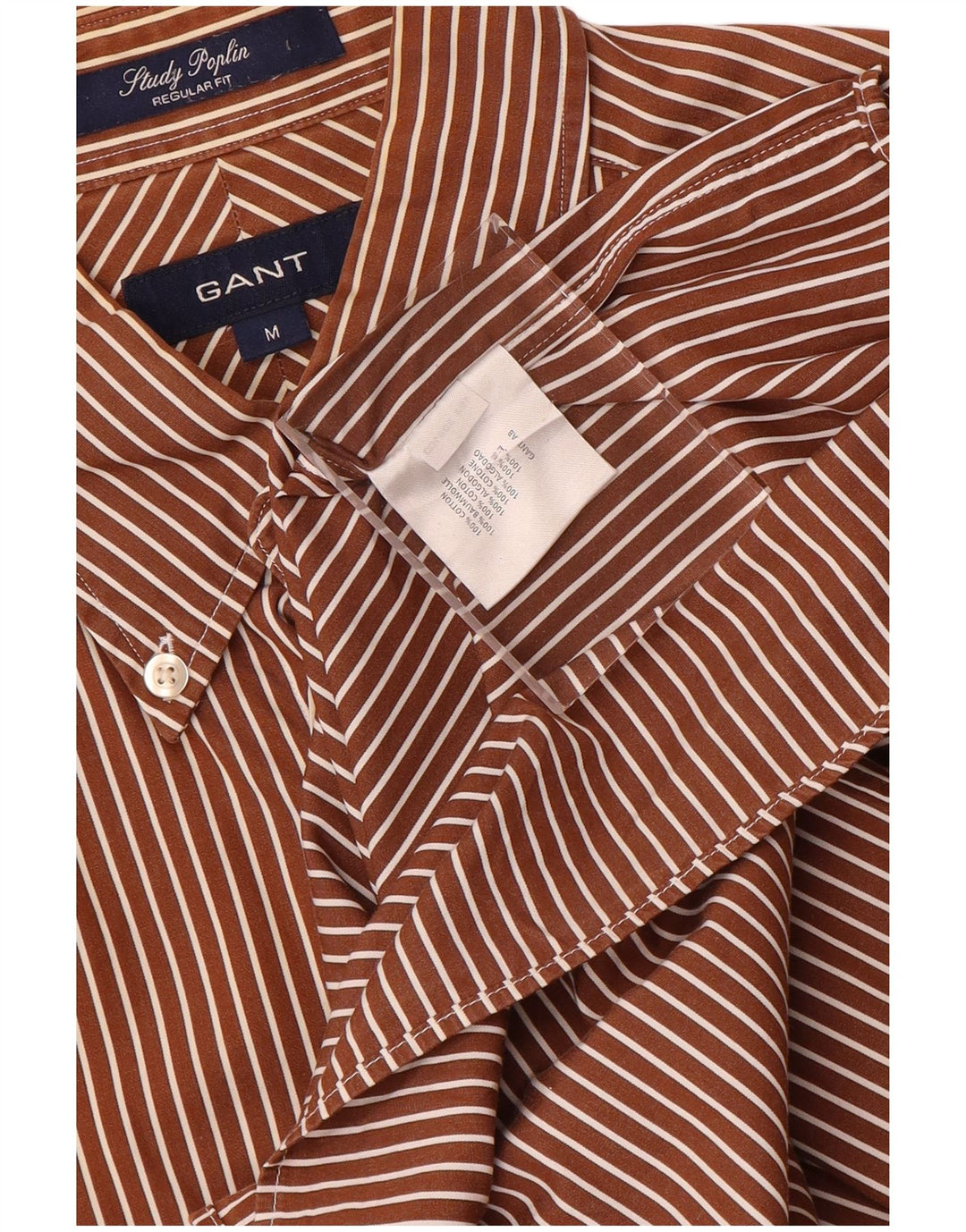 Camisa masculina Gant Regular Fit de algodão listrado marrom médio