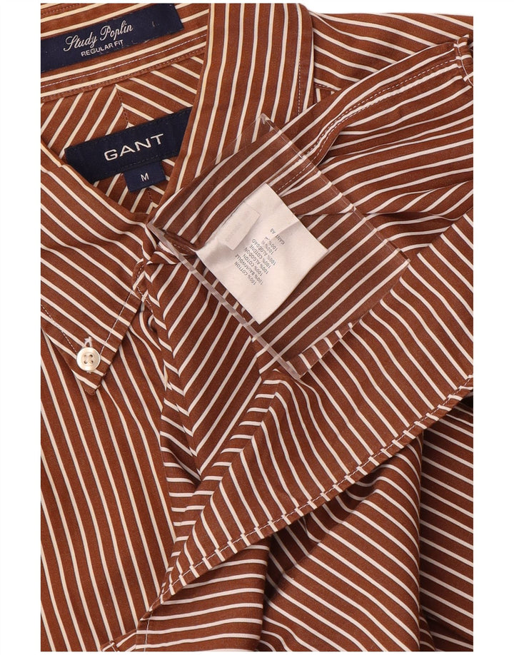Camisa masculina Gant Regular Fit de algodão listrado marrom médio