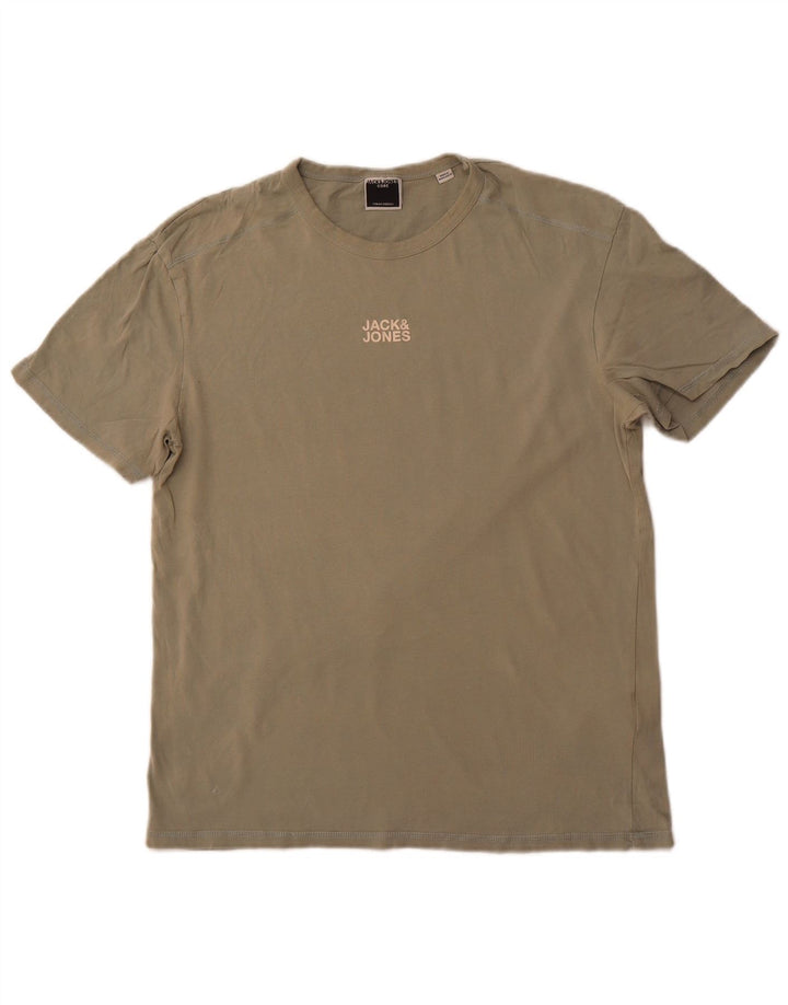 Camiseta masculina JACK & JONES grande algodão cáqui