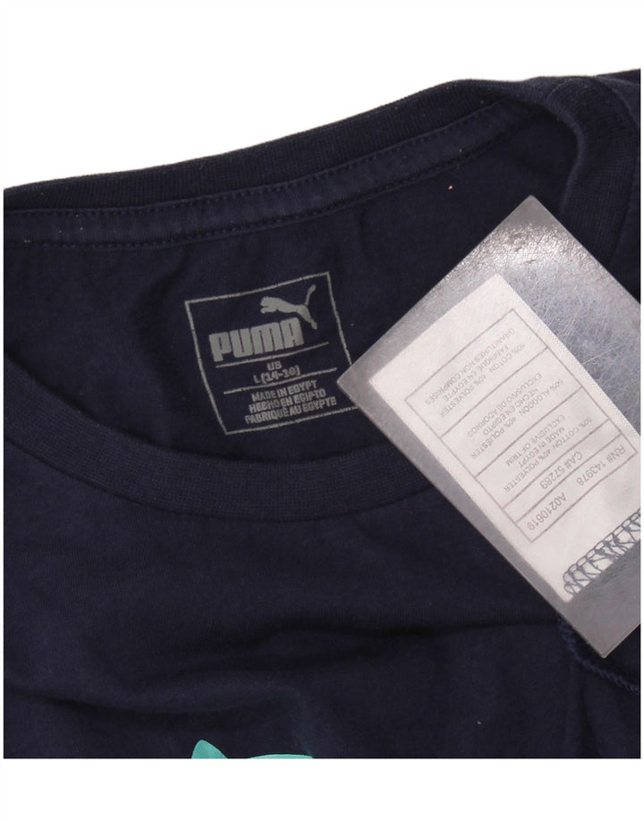 Camiseta PUMA Boys Graphic Top 14-15 Anos Grande Algodão Azul Marinho
