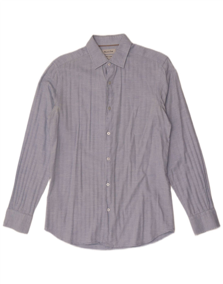 Camisa masculina MASSIMO DUTTI pequena azul espinha de peixe