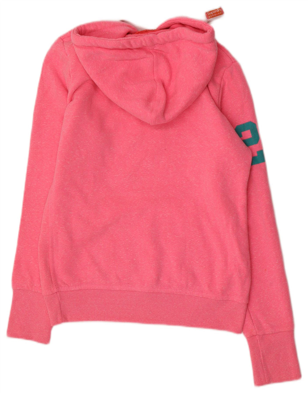 Jumper feminino com capuz gráfico SUPERDRY Reino Unido 10 algodão rosa pequeno