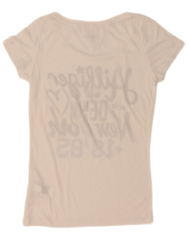 Camiseta feminina Tommy Hilfiger com estampa gráfica UK 6 XS algodão branco