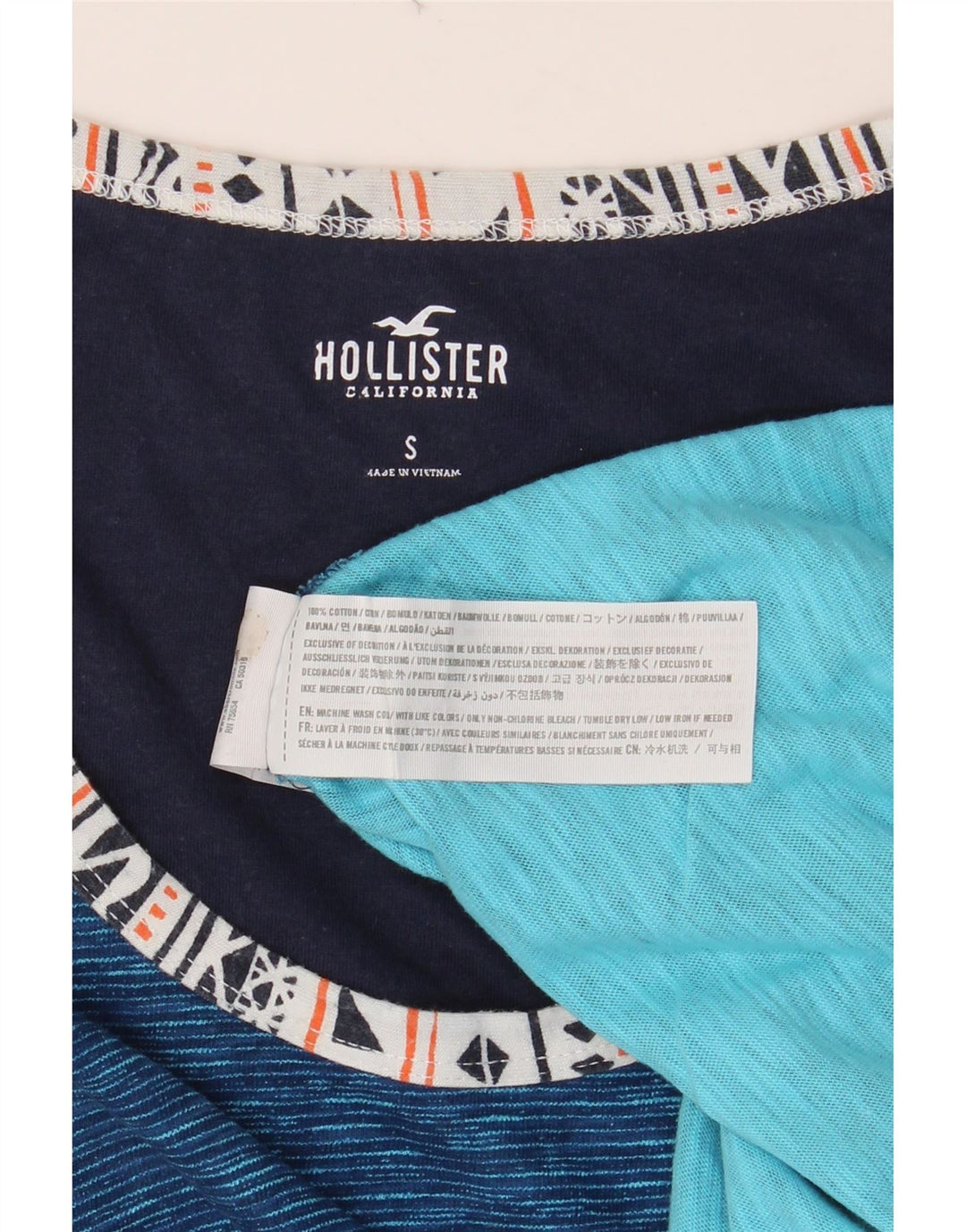 Colete masculino HOLLISTER de algodão listrado azul pequeno