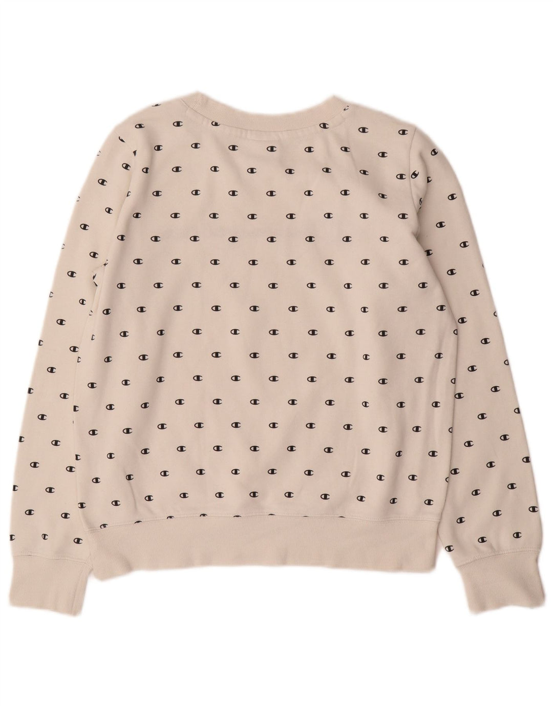 CHAMPION moletom feminino gráfico jumper UK 14 médio algodão branco