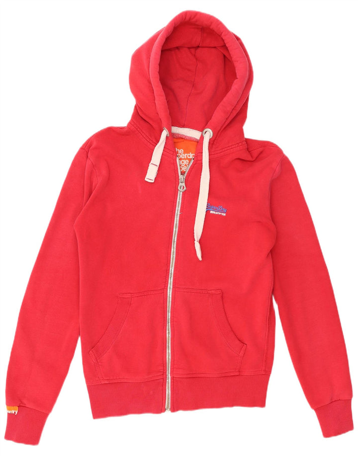 Suéter masculino Superdry com capuz e zíper pequeno algodão vermelho