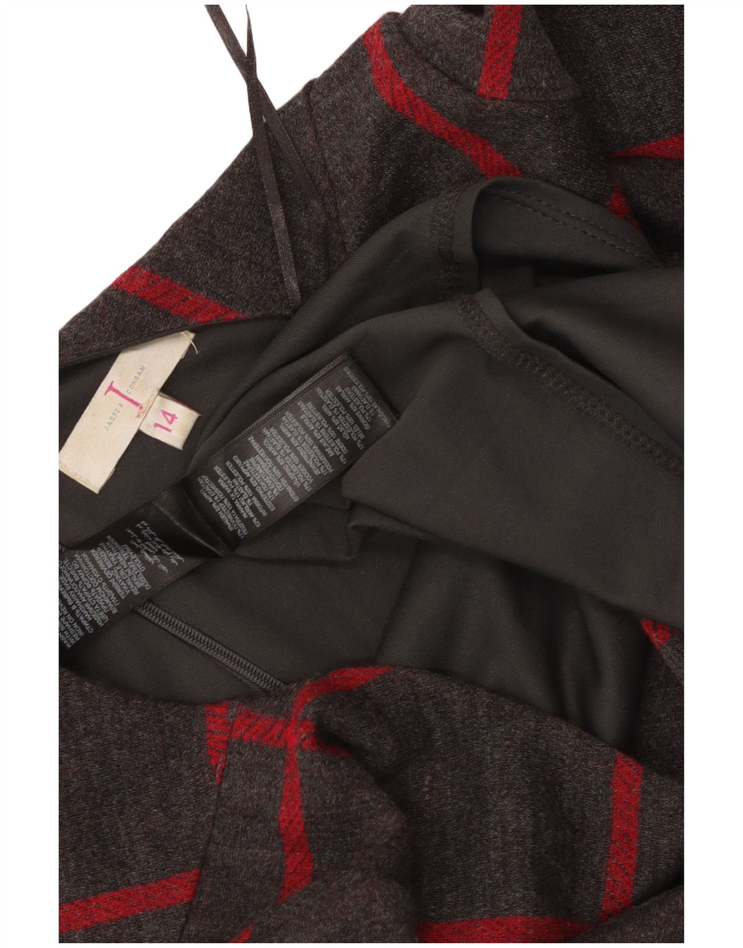 Vestido feminino JASPER CONRAN manga 3/4 com bainha UK 14 xadrez cinza médio