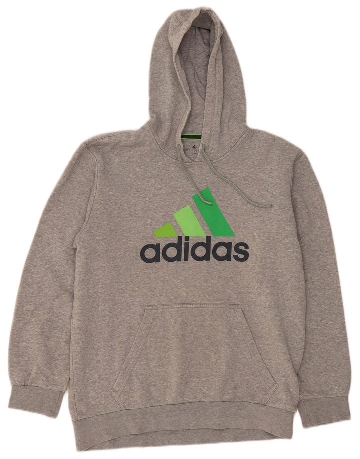 Adidas masculino gráfico moletom com capuz cinza médio
