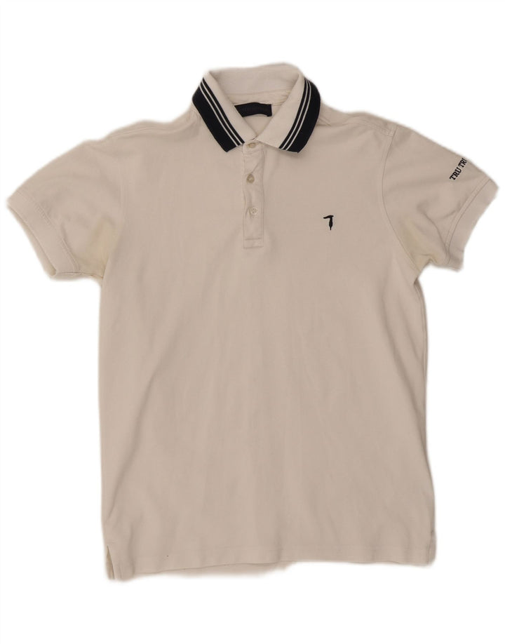 Camisa polo masculina TRUSSARDI de algodão branco médio