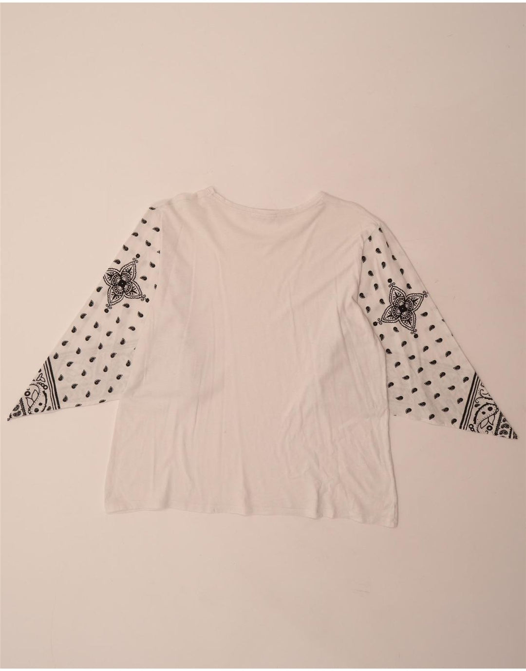 Blusa feminina ZARA UK 14 médio branco paisley
