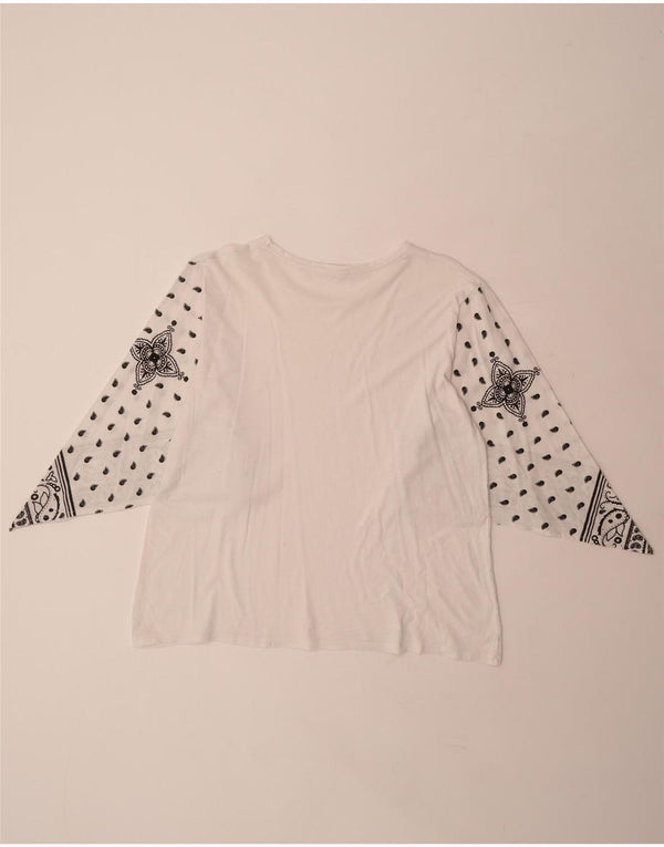 Blusa feminina ZARA UK 14 médio branco paisley