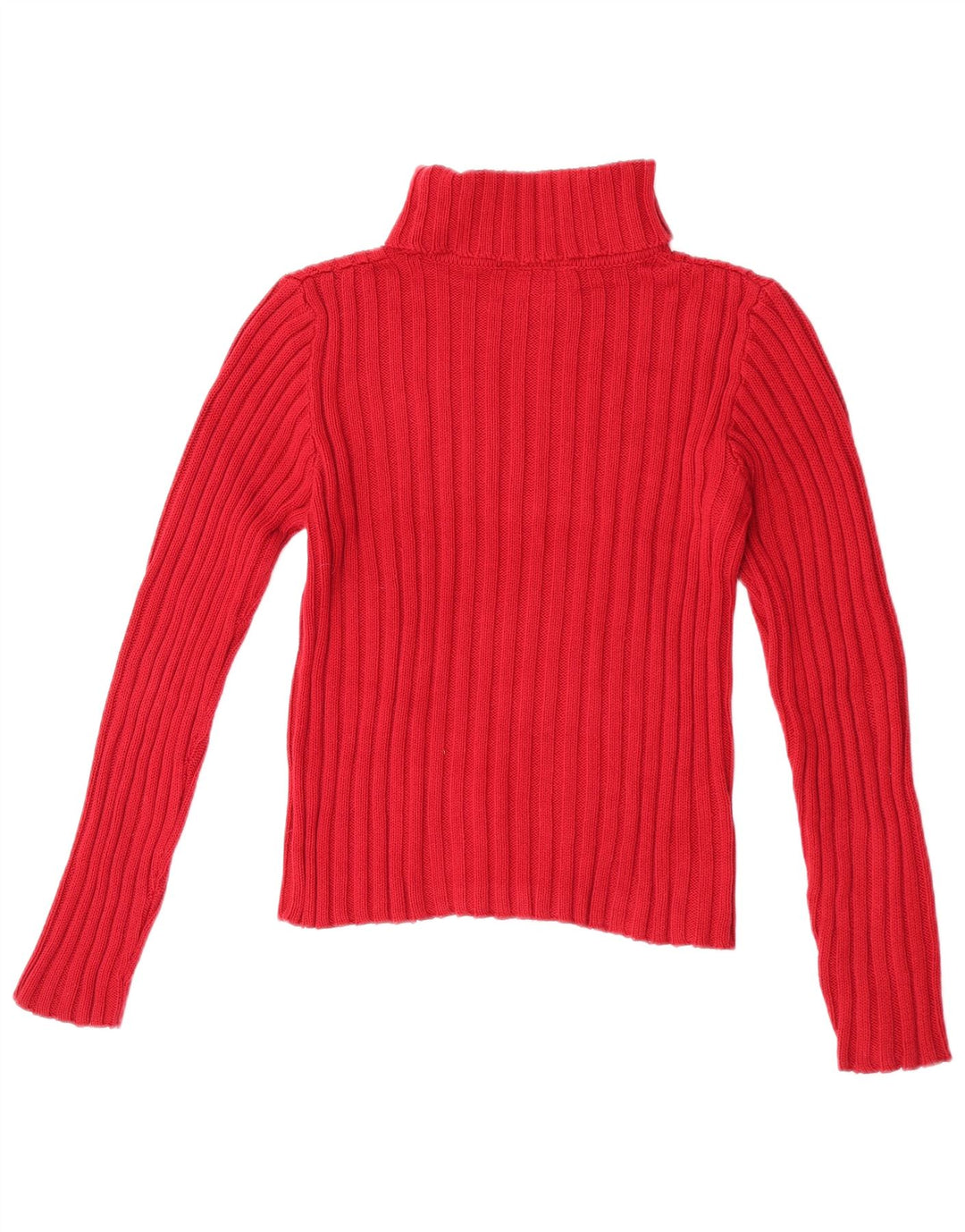 Suéter feminino vintage com gola redonda e gola alta Reino Unido 10/12 algodão vermelho médio