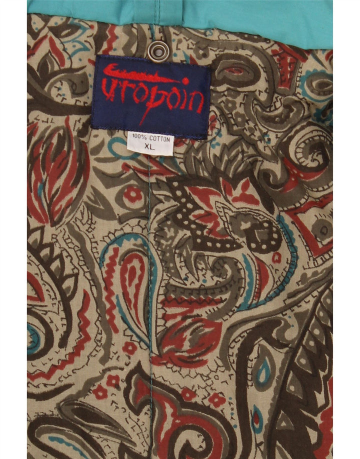 Casaco acolchoado oversized feminino vintage Reino Unido 18 XL algodão azul
