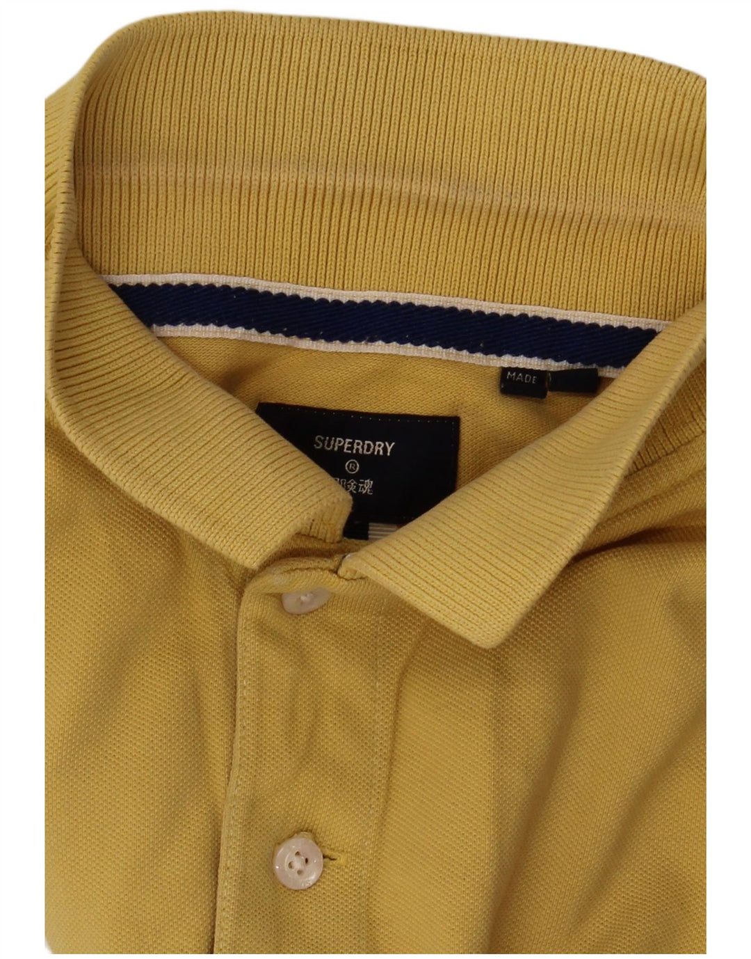 Camisa polo masculina Superdry algodão amarelo médio