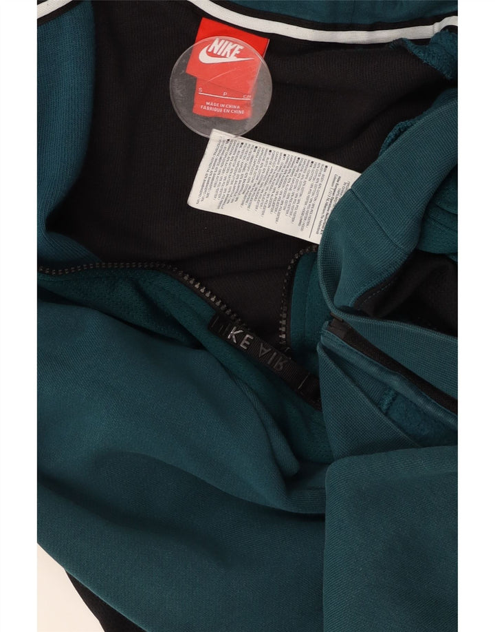 NIKE Mens Graphic Zip Hoodie Sweater Small Green Colourblock Cotton Vintage Nike and Second-Hand Nike from Messina Hembry 