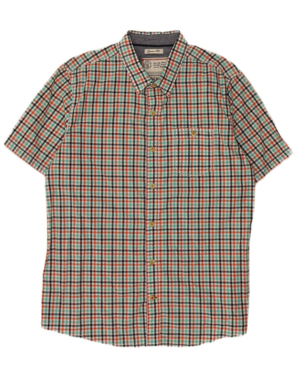 Camisa masculina de manga curta Fat Face Classic Fit grande guingão multicolorido