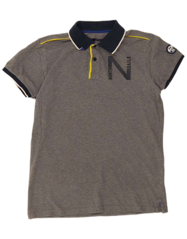 Camisa polo masculina North Sails gráfica grande algodão cinza