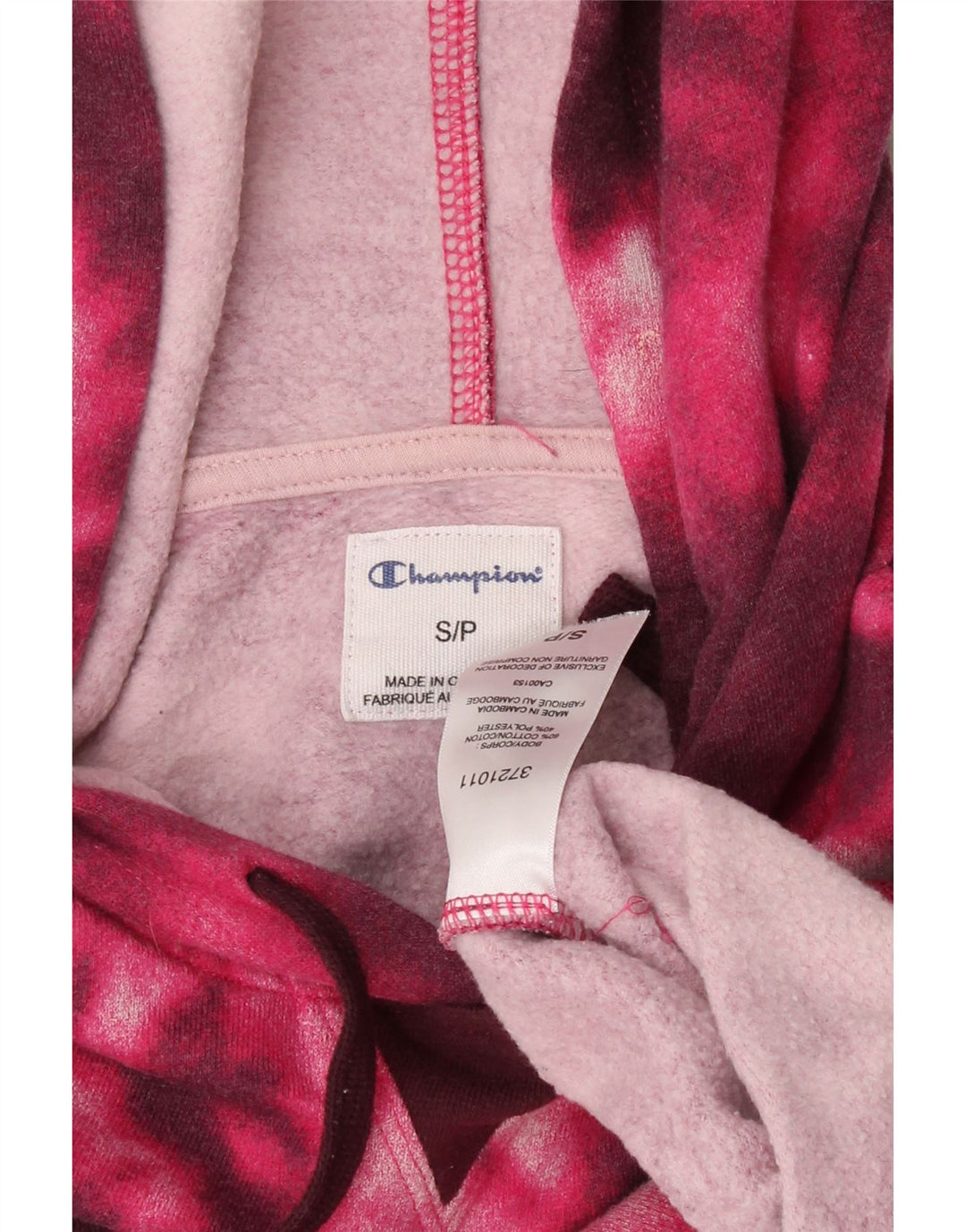 CHAMPION Womens Crop Oversized Hoodie Jumper UK 10 Small Pink Tie Dye Vintage Champion and Second-Hand Champion from Messina Hembry 