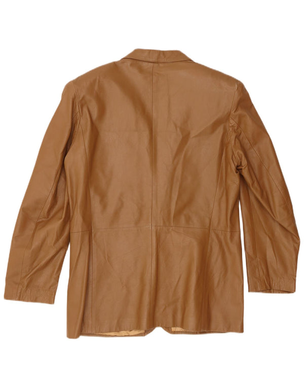 Jaqueta blazer masculina vintage de couro com 2 botões IT 50 grande bege