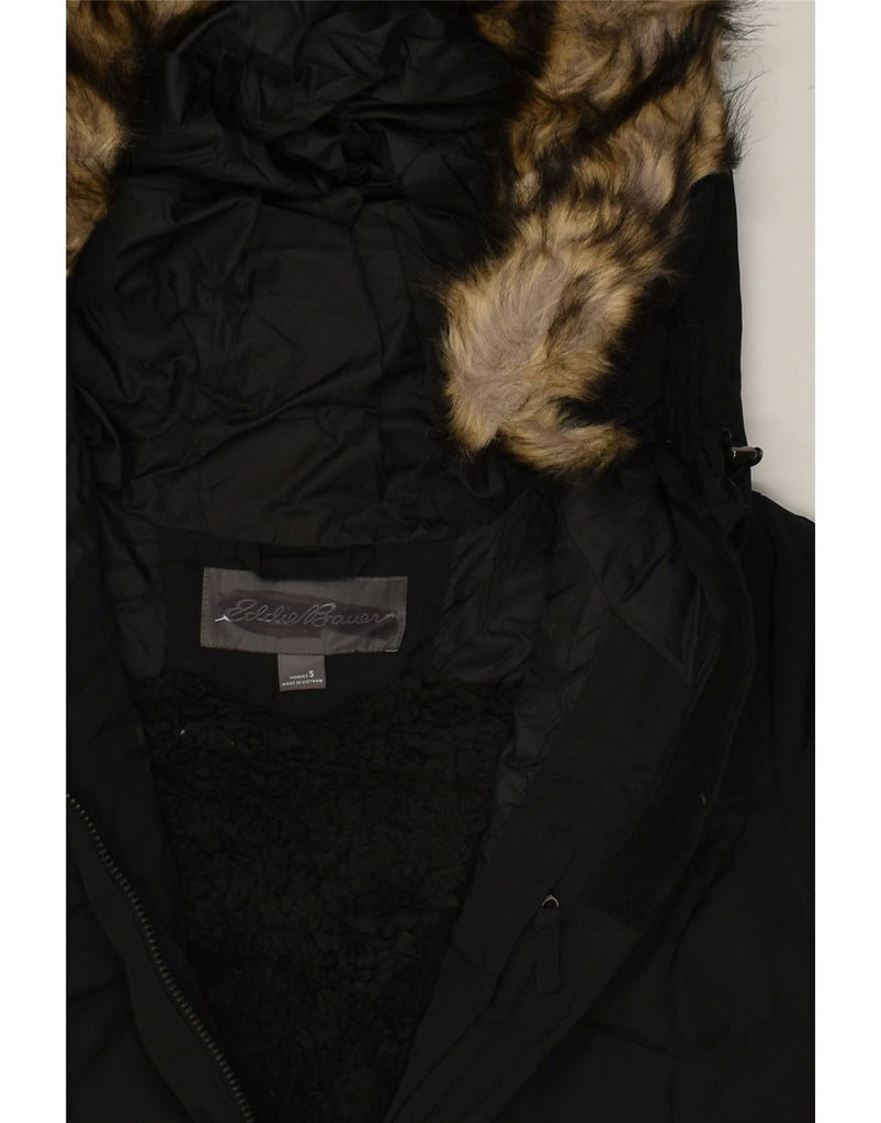 EDDIE BAUER Womens Hooded Padded Coat UK 10 Small Black Polyester | Vintage Eddie Bauer | Thrift | Second-Hand Eddie Bauer | Used Clothing | Messina Hembry 