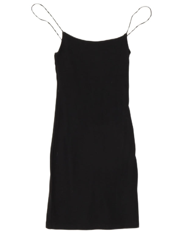 Vestido slip feminino Zara Reino Unido 8 pequeno algodão preto