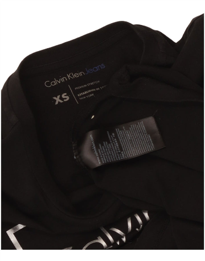 Camiseta feminina CALVIN KLEIN JEANS com estampa gráfica UK 6 XS algodão preto