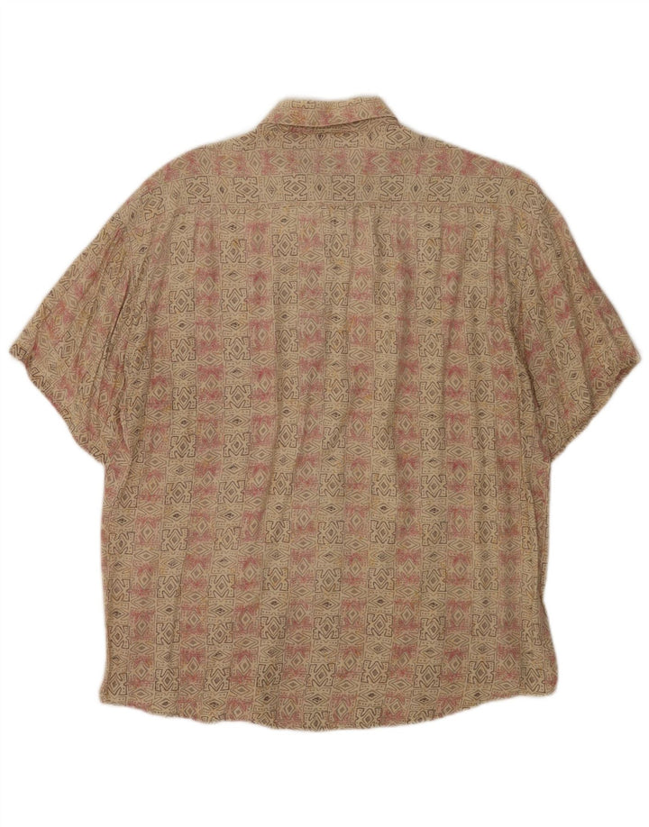 Camisa masculina de manga curta Tipo'S rayon geométrico bege médio