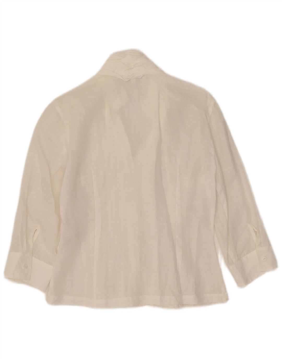 Blusa feminina Naracamicie manga 3/4 com babados na frente Reino Unido 10 pequena branca