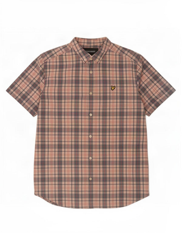 Camisa masculina de manga curta Lyle & Scott XL algodão xadrez rosa