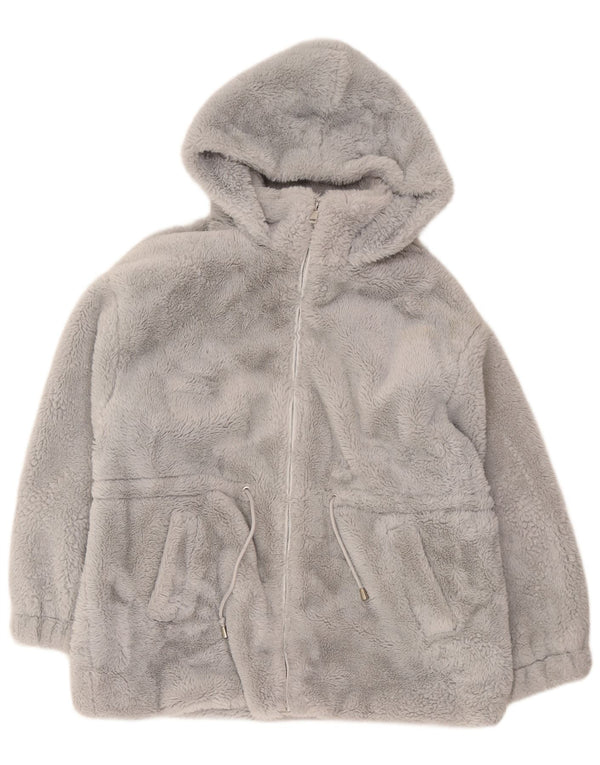 Jaqueta feminina Guess Teddy Bear com capuz de lã grande Reino Unido 18 XL cinza