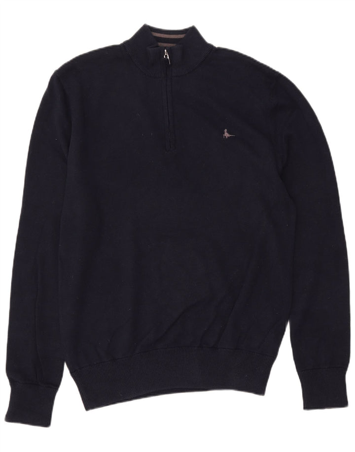 Suéter masculino JACK WILLS com zíper e gola alta de algodão azul marinho médio
