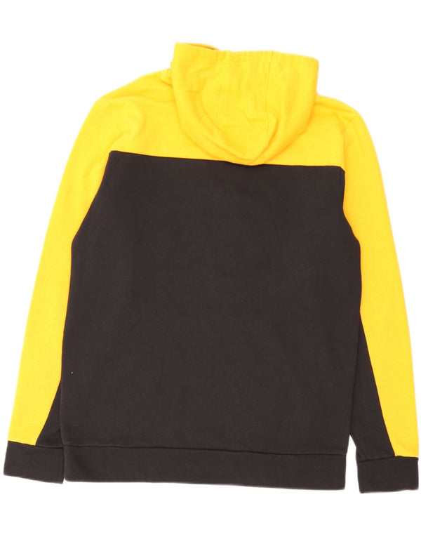 Suéter com capuz gráfico masculino Adidas grande algodão colorblock amarelo