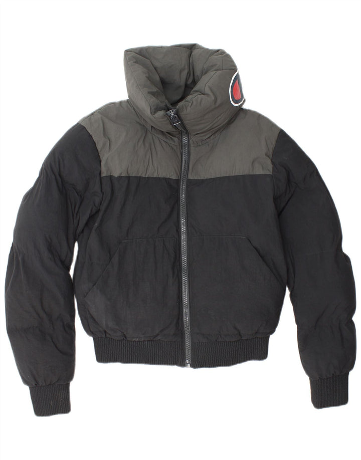Jaqueta feminina acolchoada com corte solto CHAMPION Reino Unido 6 XS preto colorblock