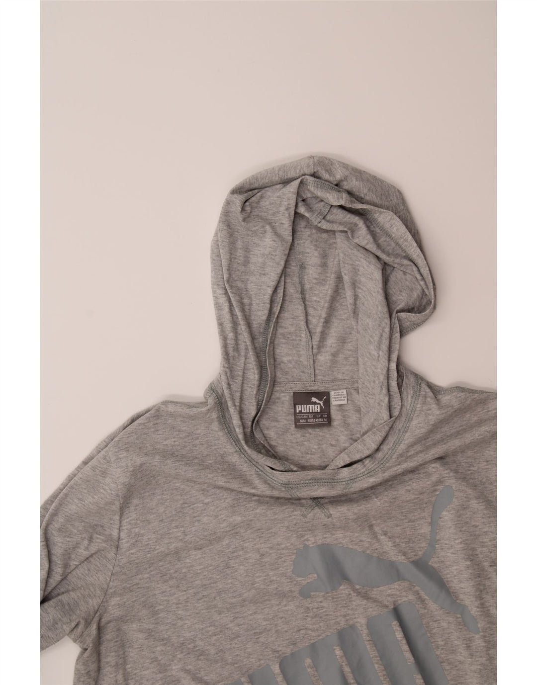 PUMA Mens Hooded Graphic Top Long Sleeve Medium Grey Cotton Vintage Puma and Second-Hand Puma from Messina Hembry 