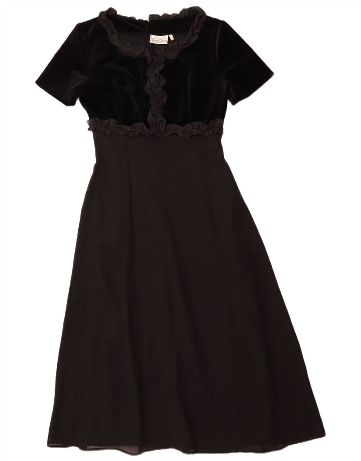 Vestido maxi feminino vintage com babados na frente IT 42 médio preto