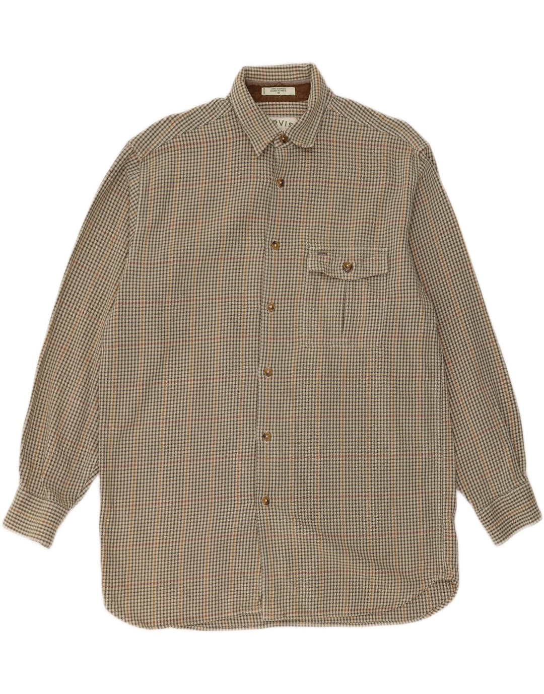 Camisa masculina de flanela Orvis algodão houndstooth verde médio