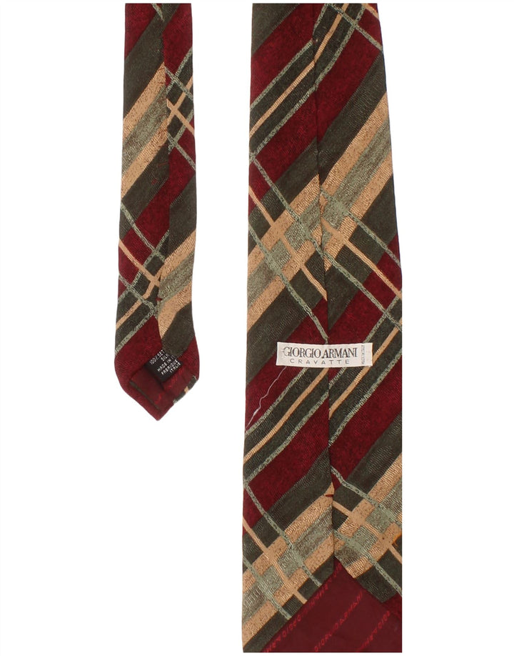 Gravata masculina Giorgio Armani tamanho único xadrez multicolorido de seda clássico