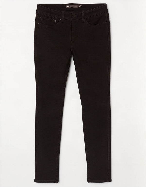 Calça jeans feminina Levi's ligeiramente curvilínea moderna ascensão skinny W30 L32 algodão preto